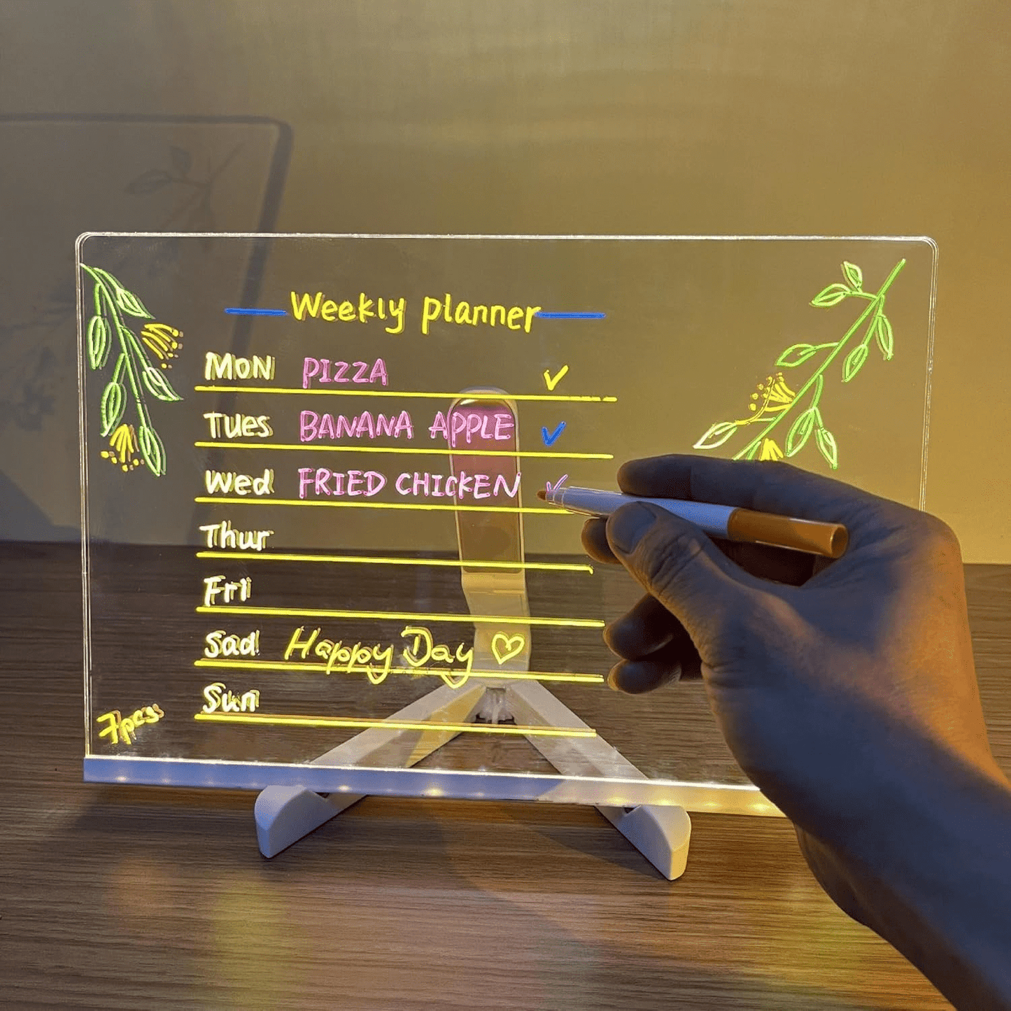 LED Glow Drawing Board for Kids – Neon Light Writing Pad with 7 Markers